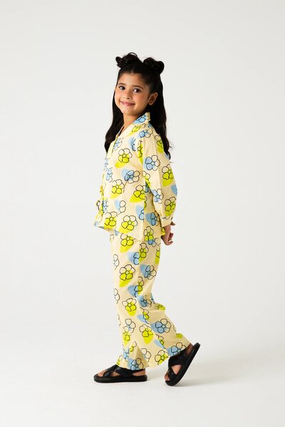 Bright Bloom Button Cotton Co-ord