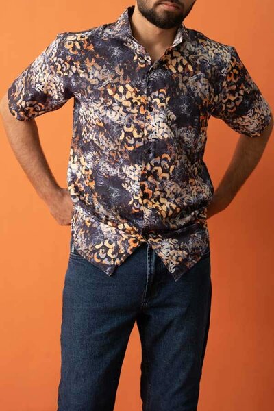 Gravity Men's Floral Short Sleeve Casual Shirt