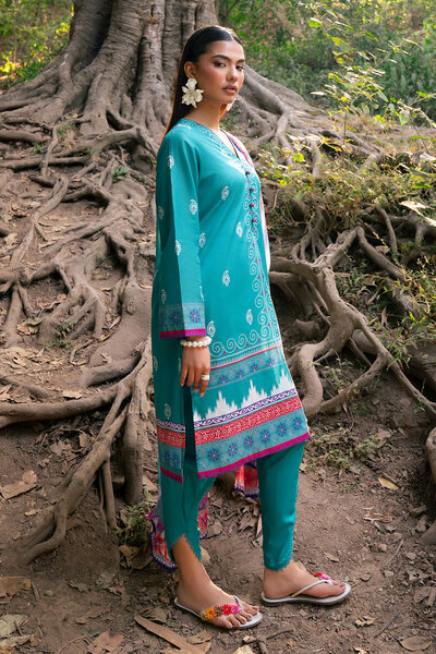 3 Piece Printed Lawn Suit with Chiffon Dupatta