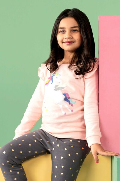 Kiki & Koko Girl's Unicorn Printed Fleece Sweat Shirt