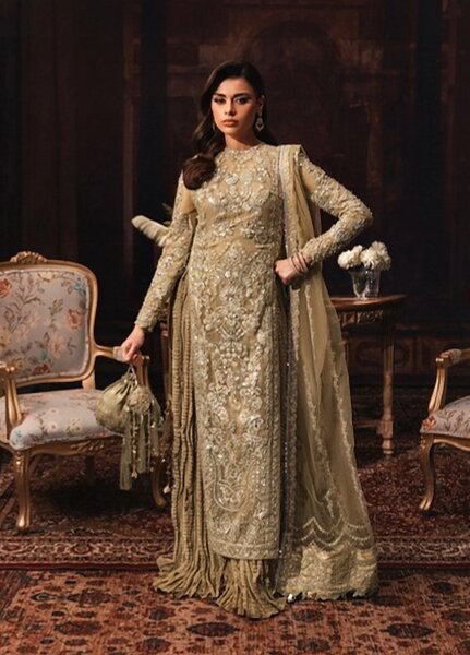 Lamore by Sardinia Unstitched Hand work Net 3 Piece Suit SR26ULW Golden Hour 1906 - Wedding Collection