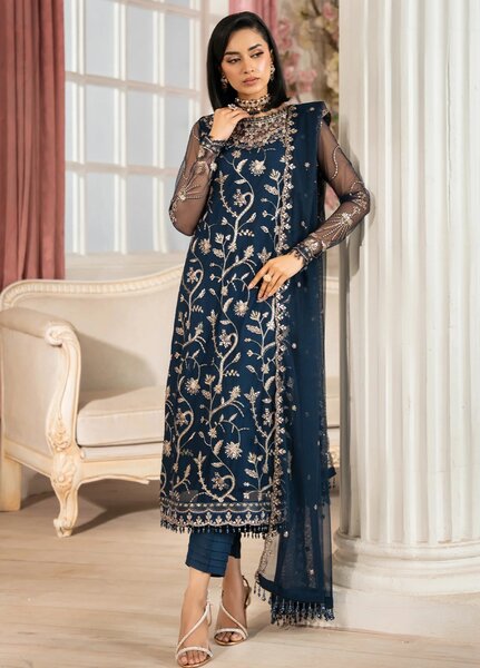 Zarif Unstitched Embroidered Net 3 Piece Suit ZR26UF Nafees ZNAF-02-Selin - Festive Collection