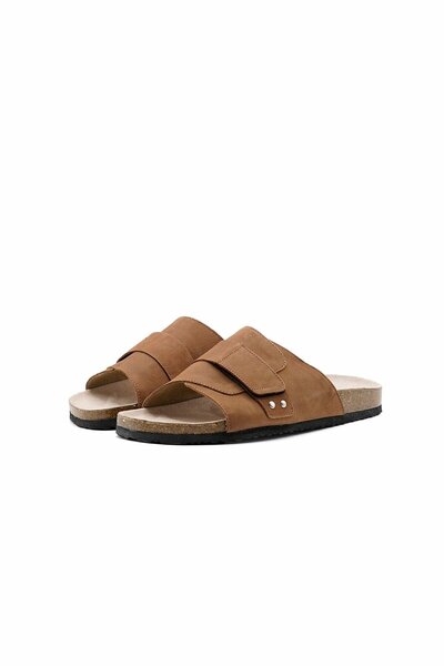 Men's Velcro Leather Slides
