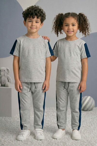 Tiny Teens Kid's Contrast Panel Twin Set