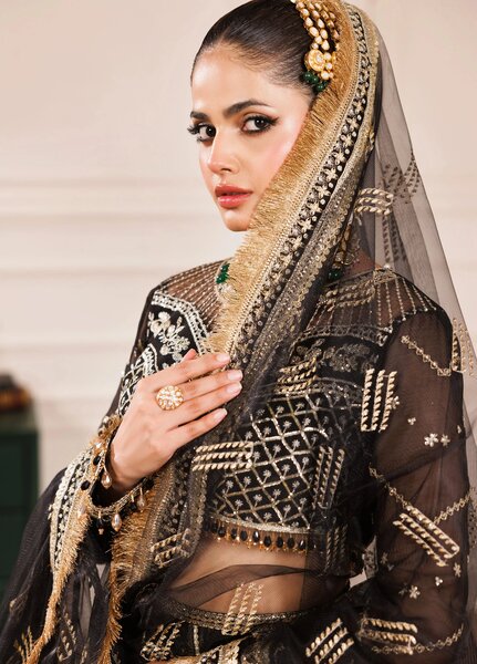 La Elise Women Unstitched Embroidered Chiffon 3 Piece Suit 0001002 Stella - Wedding Collection