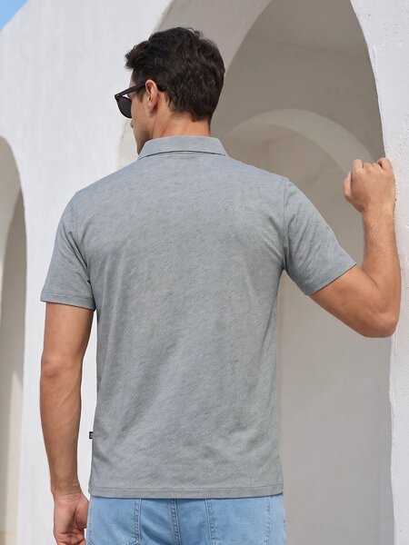 Light Green Textured Nylon Spandex Polo (POLO-1363)