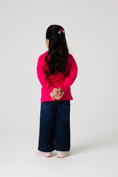 Girls Fuchsia Heart Sparkle Tee