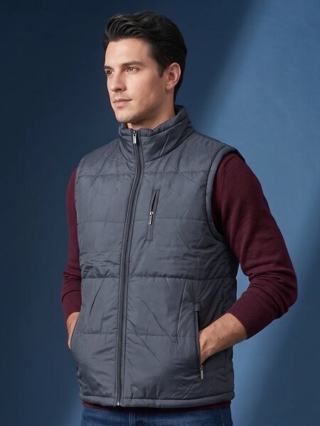 Dark Grey Imported Sleeveless Puffer (PJ-129)