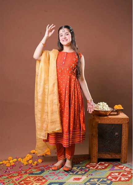 Senorita Girls RTW Embroidered Viscose Raw Silk 3 Piece Suit GDD-03255 Winter Collection