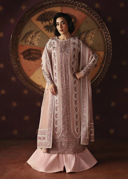 La Fuchsia by Afrozeh Unstitched Hand work Organza 3 Piece Suit AF26ULF Hermit FWU-0072 - Wedding Collection