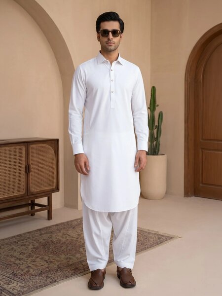 Off White Designer Shalwar Kameez (SK-773)
