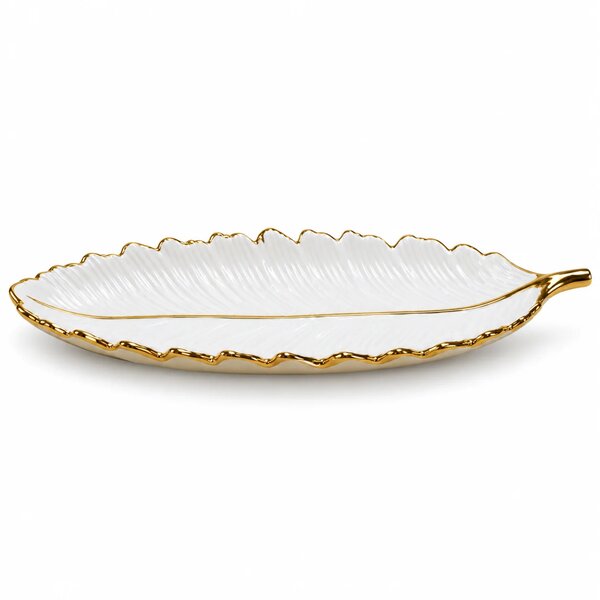 Single Leaf Platter – White & Gold