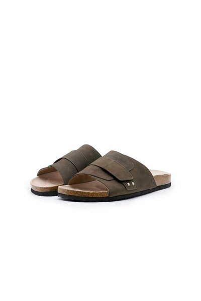 Men's Velcro Leather Slides