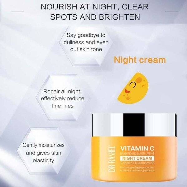 Dr Rashel - Vitamin C Night Cream For Anti Aging And Brightning - 50G