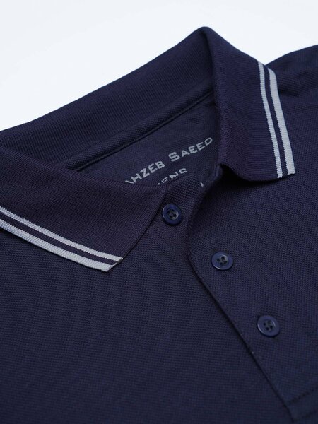Navy Blue Contrast Tipping Polo T-Shirt (POLO-1142)
