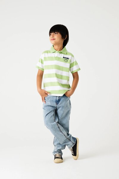 Boys Pistachio Rugby Polo Shirt
