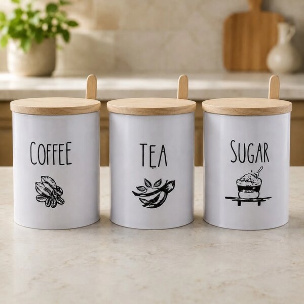Round Jar Set 3Pcs with Tray – Stylish Kitchen Storage Jars