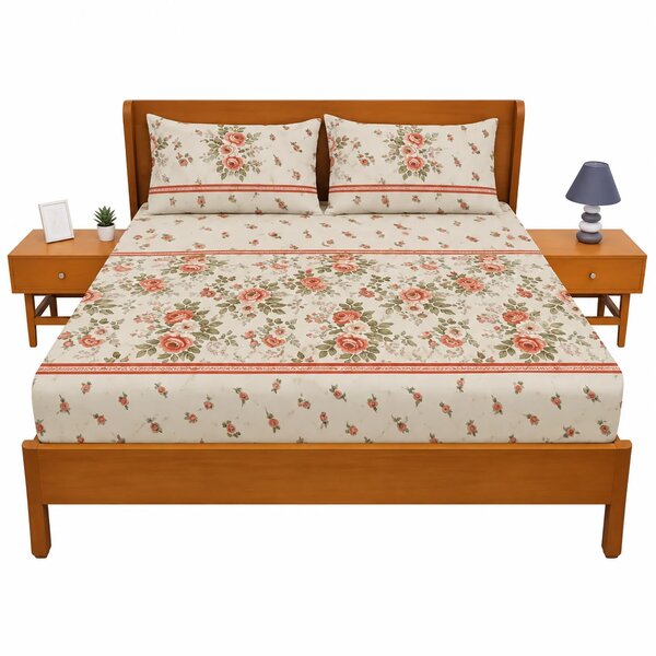 Floral Printed Double Bed Sheet