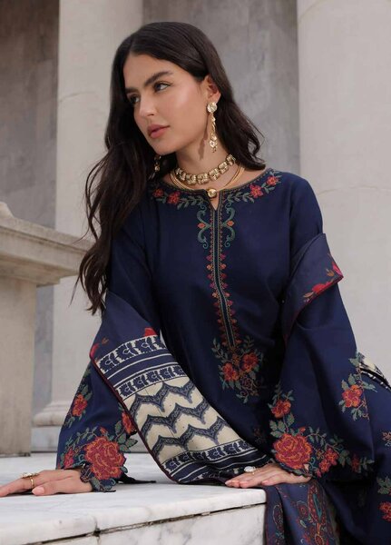 Poshima by Charizma Unstitched Embroidered Leather Peach 3 Piece Suit CHR26UPL PSW6-22 - Winter Collection