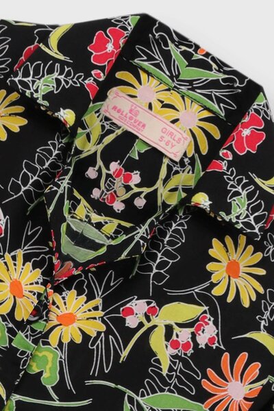 Floral Printed Black Cotton Jumpsuit
