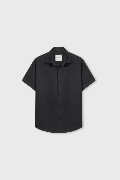 Boys Black Rocket Button Shirt