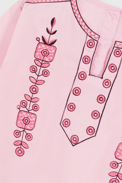 Glowy Pink Embroidered Top