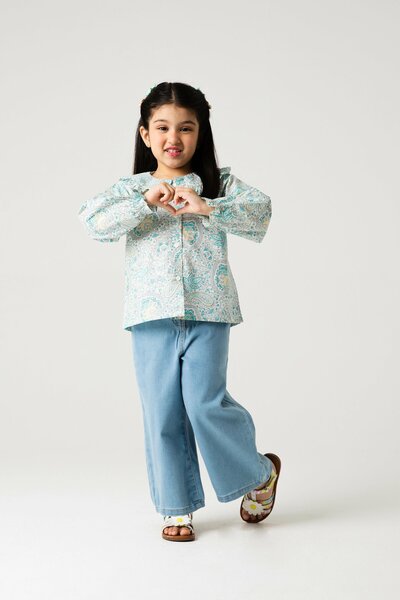 Ivory Paisley Printed Cotton Top