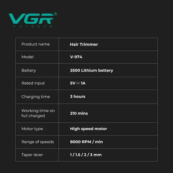 VGR - V-974 Premium 8000 RPM Hair Clipper