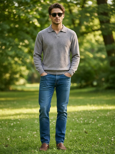 Light Grey Full Sleeves Knitted Sweater (SKJC-004)