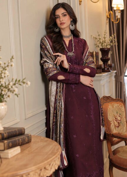 Noor by Saadia Asad Unstitched Embroidered Linen 3 Piece Suit SA26UNL D7 B - Winter Collection
