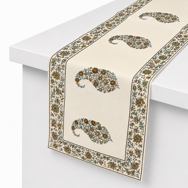 Paisley Block Table Runner – 14 x 45 Inches