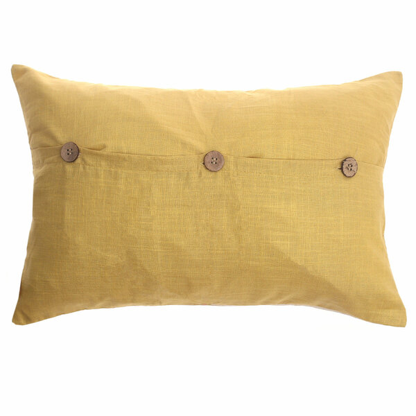 Zareen Cushion Cover 12x18 – Yellow Floral Block Print Cotton Lumbar Pillow