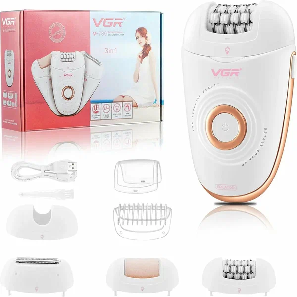 VGR - 739 Epilator for Women with 18-Tweezer Full-Body Hair Removal