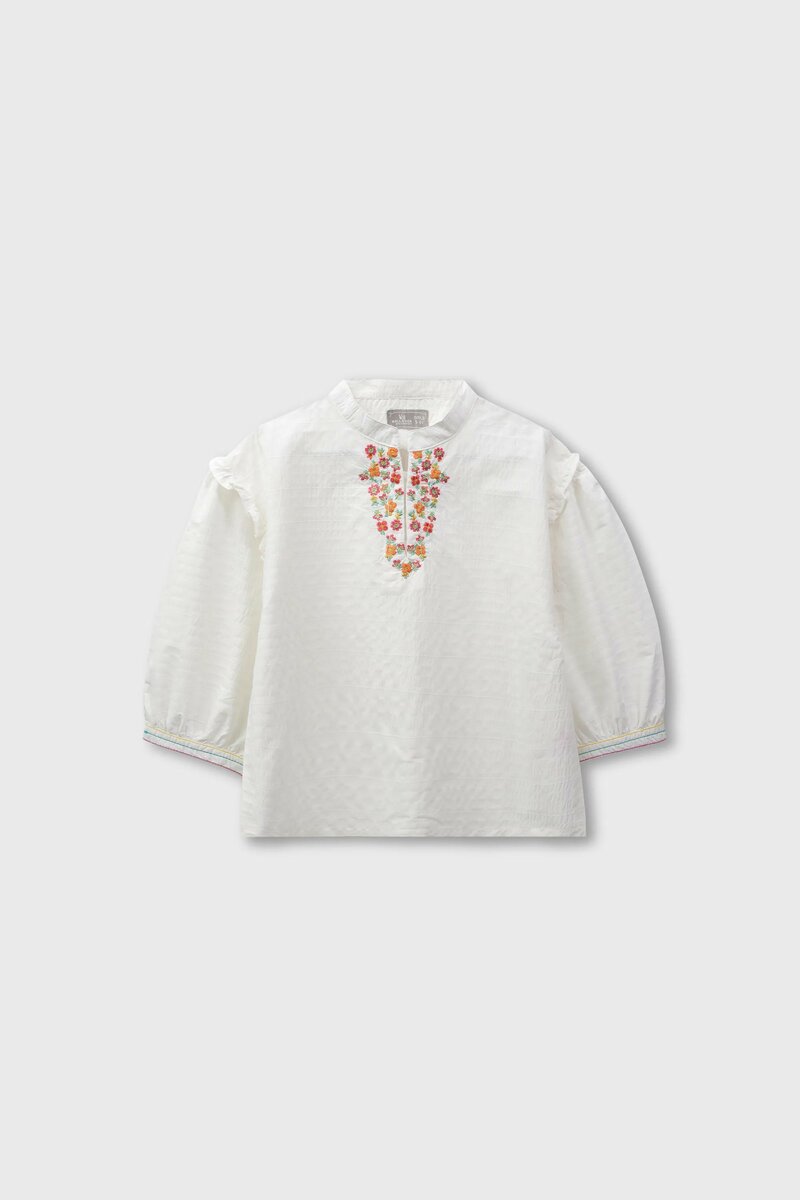 Thread Embroidered White Top