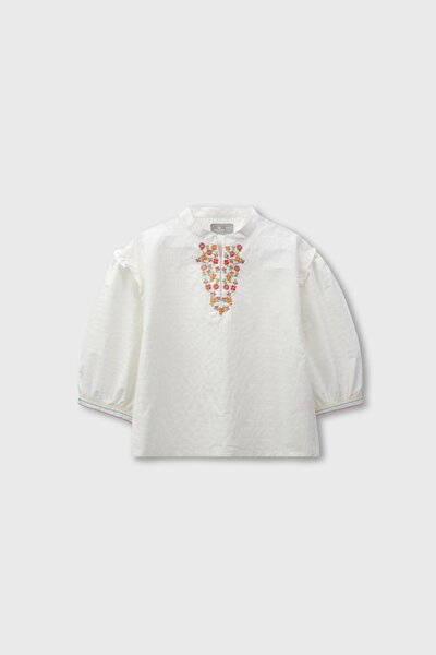 Thread Embroidered White Top