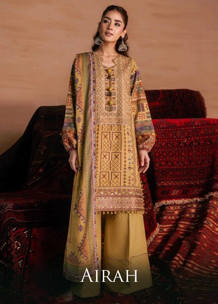 One Nation by Florent Unstitched Embroidered Viscose 3 Piece Suit FL26UON Airah - Casual Collection