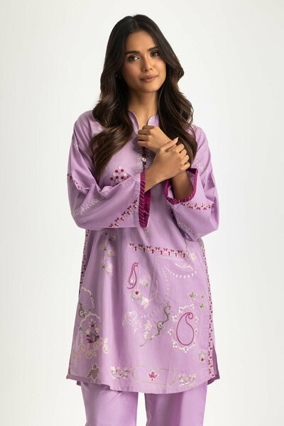 Cotton Viscose Slub Embroidered Co-Ord Set
