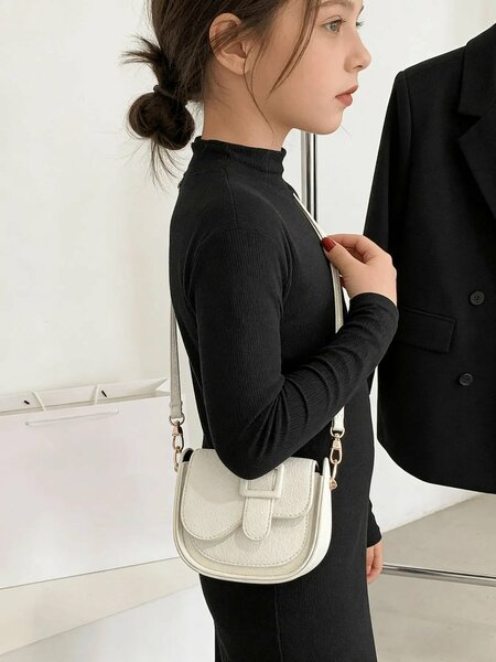 Shein - Girls' Fashionable PU Leather Mini Crossbody Bag