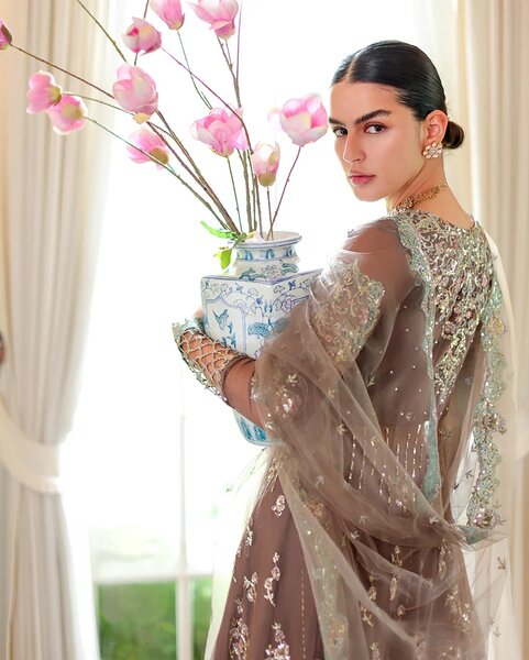 Whispers of Grace by Roheenaz Unstitched Embroidered Chiffon 3 Piece Suit RN26UWG Maeve RUNCH260203 - Wedding Collection