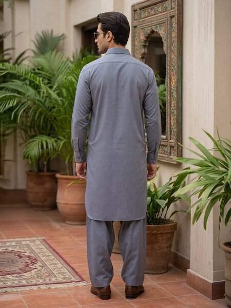 Grey Designer Shalwar Kameez (SK-727)