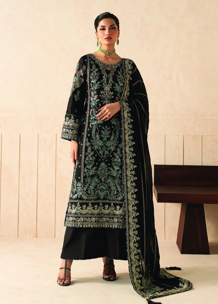 Syleena by Gulaal Unstitched Embroidered Raw Silk 3 Piece Suit GL26USR Serpentine SD-22 - Festive Collection