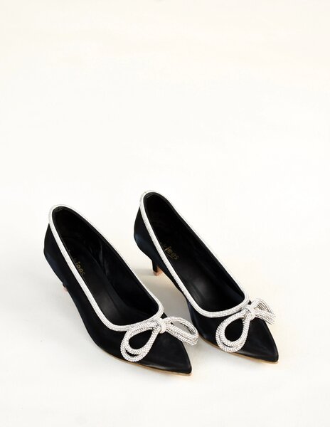 Jack Jees Diamante Bow Heels Black