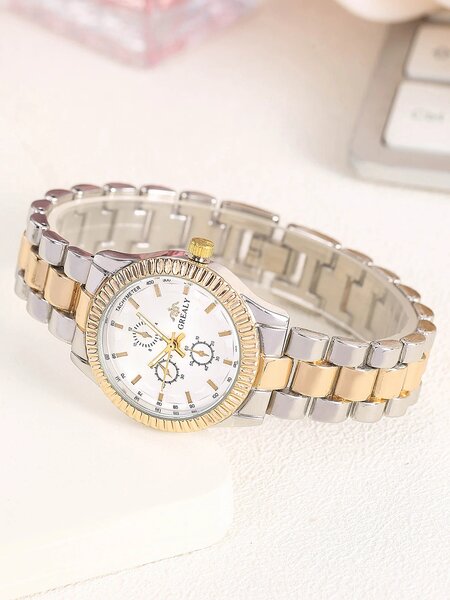 Shein - 1pc Minimalist Quartz Watch & 4pcs Bracelet & 1pc Strap Link Removal Tool