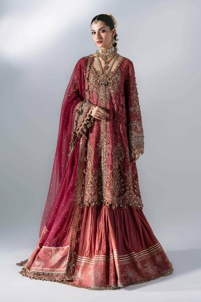Mbroidered by Maria B Unstitched Embroidered Organza 3 Piece Suit MB26UMW D8 - Wedding Collection