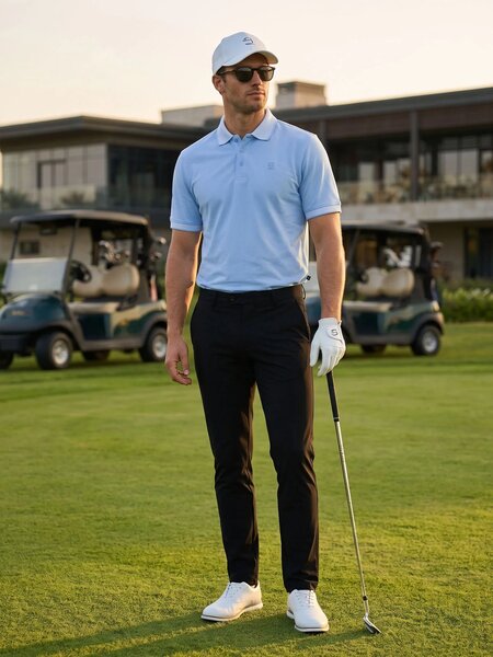 Powder Blue Jacquard  Polo T-Shirt (POLO-1250)