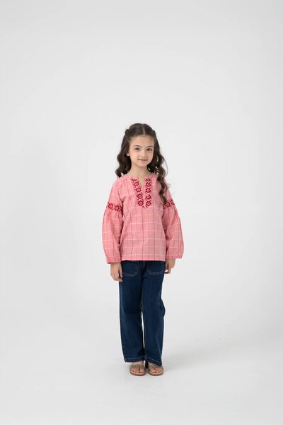 Peach Checkered Top