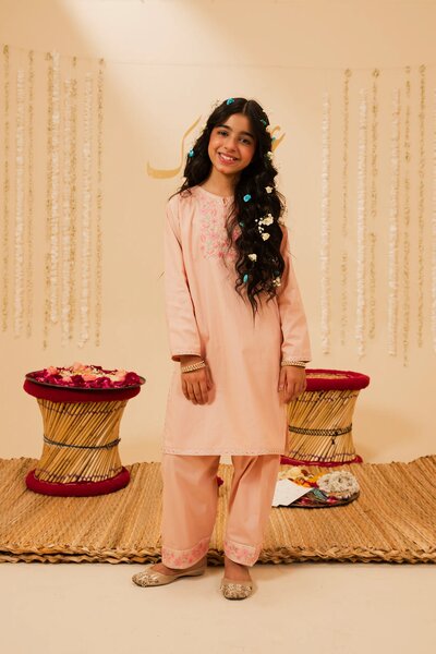 Blush Blossom Cotton Kurta Shalwar - 2pc