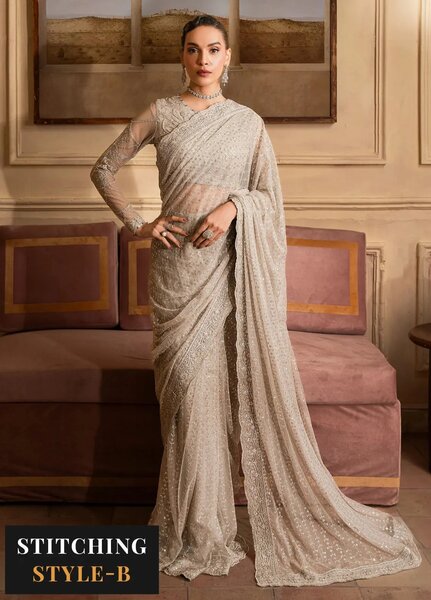 Emirah by Zarif Embroidered Net Suit Unstitched 3 Piece ZR25UF ZEF 02- Breeze - Formal Collection