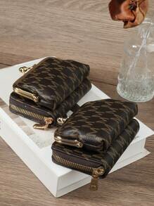 Shein - Coffee Women Vintage Wallets Short Pu Leather Purses