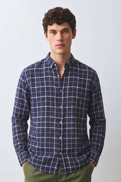 Polo Republica Men's Windowpane Check Casual Shirt